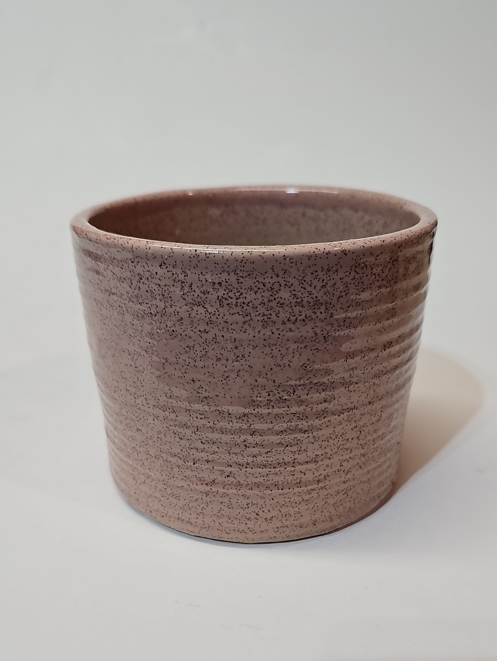 Vintage 1950s Zanesville Pottery Ohio Speckled Ceramic Planter Pot in Dusty Rose